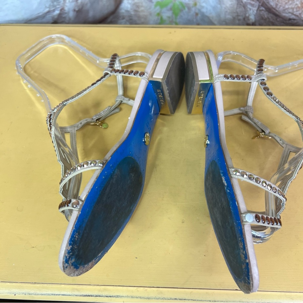 LORIBLU BIJOUX Luxury Tan and Gold Embellished Leather Italian Sandals, 39 - Picture 15 of 15